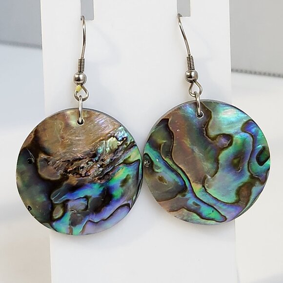 NIB Genuine Abalone Shell Inlay Toggle Bracelet & Earrings Stainless Set - Picture 4 of 16
